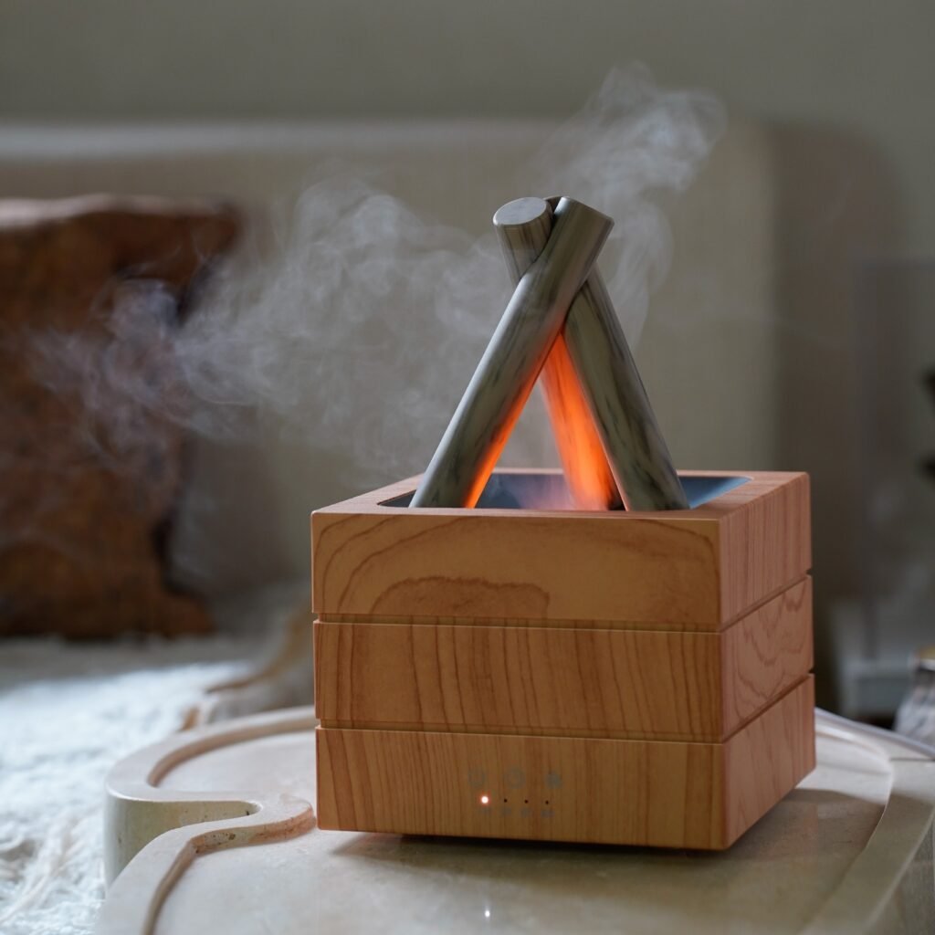 Flammen Aroma Diffuser – Luftbefeuchter mit LED-Flammeneffekt